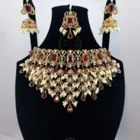Ruby Kundan Choker Set with Pearl and Teardrop Details