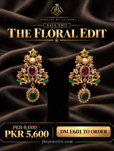 Ruby Emerald Floral Kundan Drop Earrings | JBS Jewelry