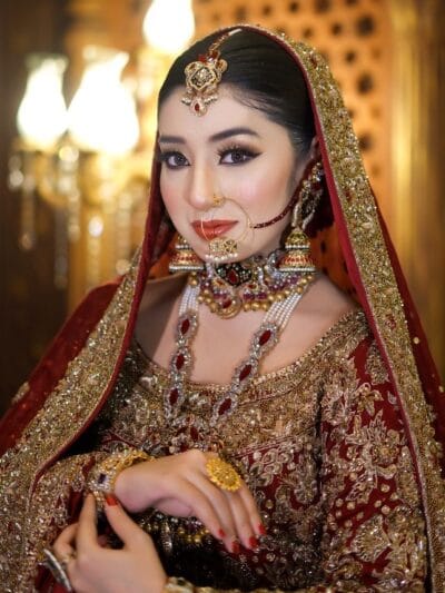 Maroon Kundan Bridal Choker and Mala Set with Jhumar