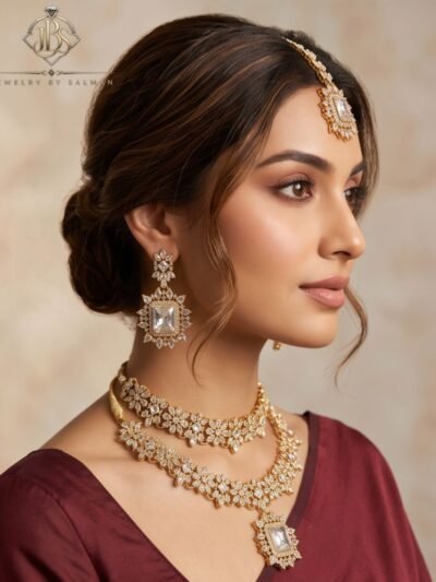 Elegant Floral Zircon Necklace Set