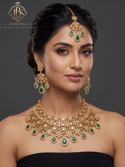 Elegant Green Stone Bridal Set