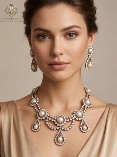 Pearl & Zircon Statement Necklace Set