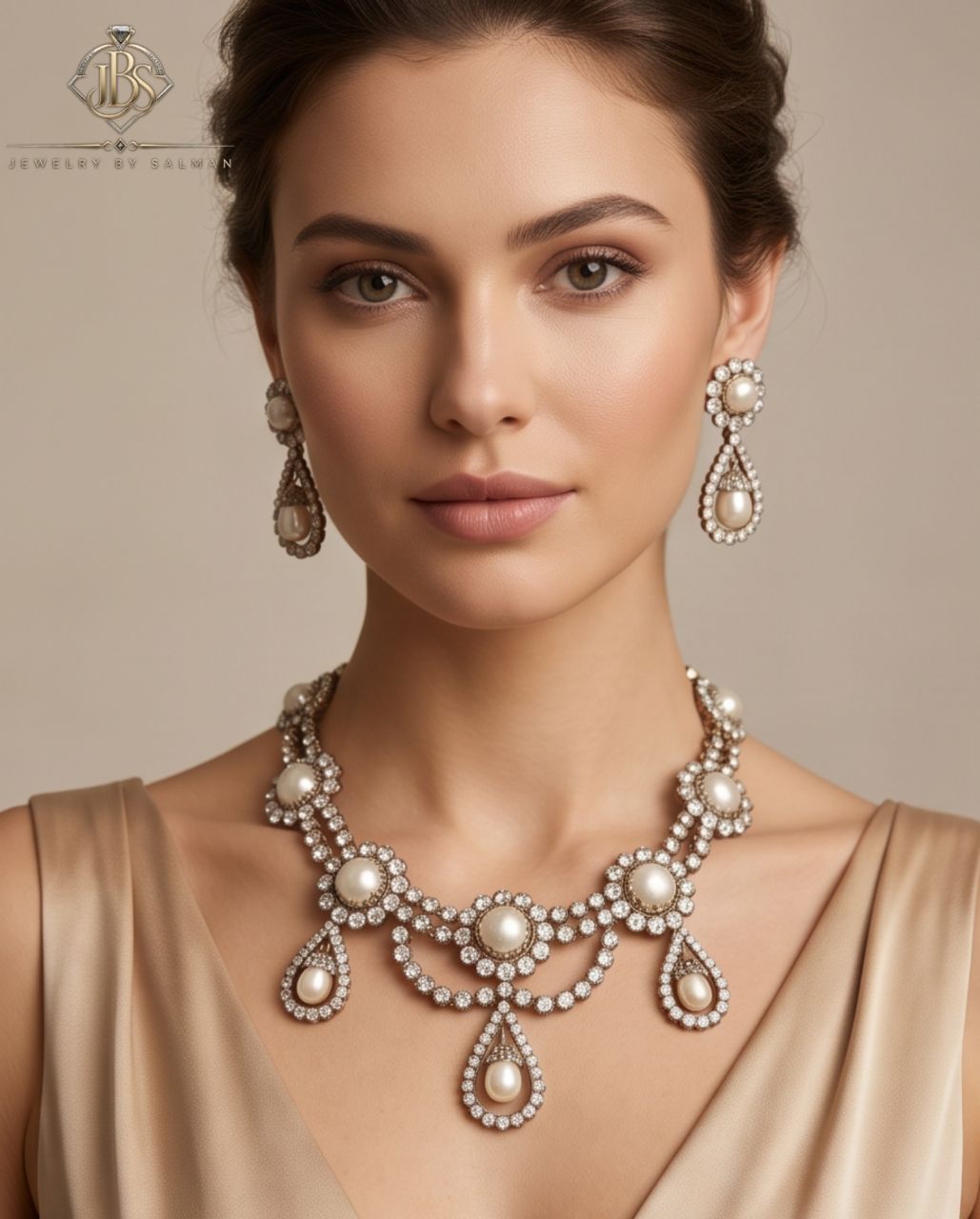 Pearl & Zircon Statement Necklace Set