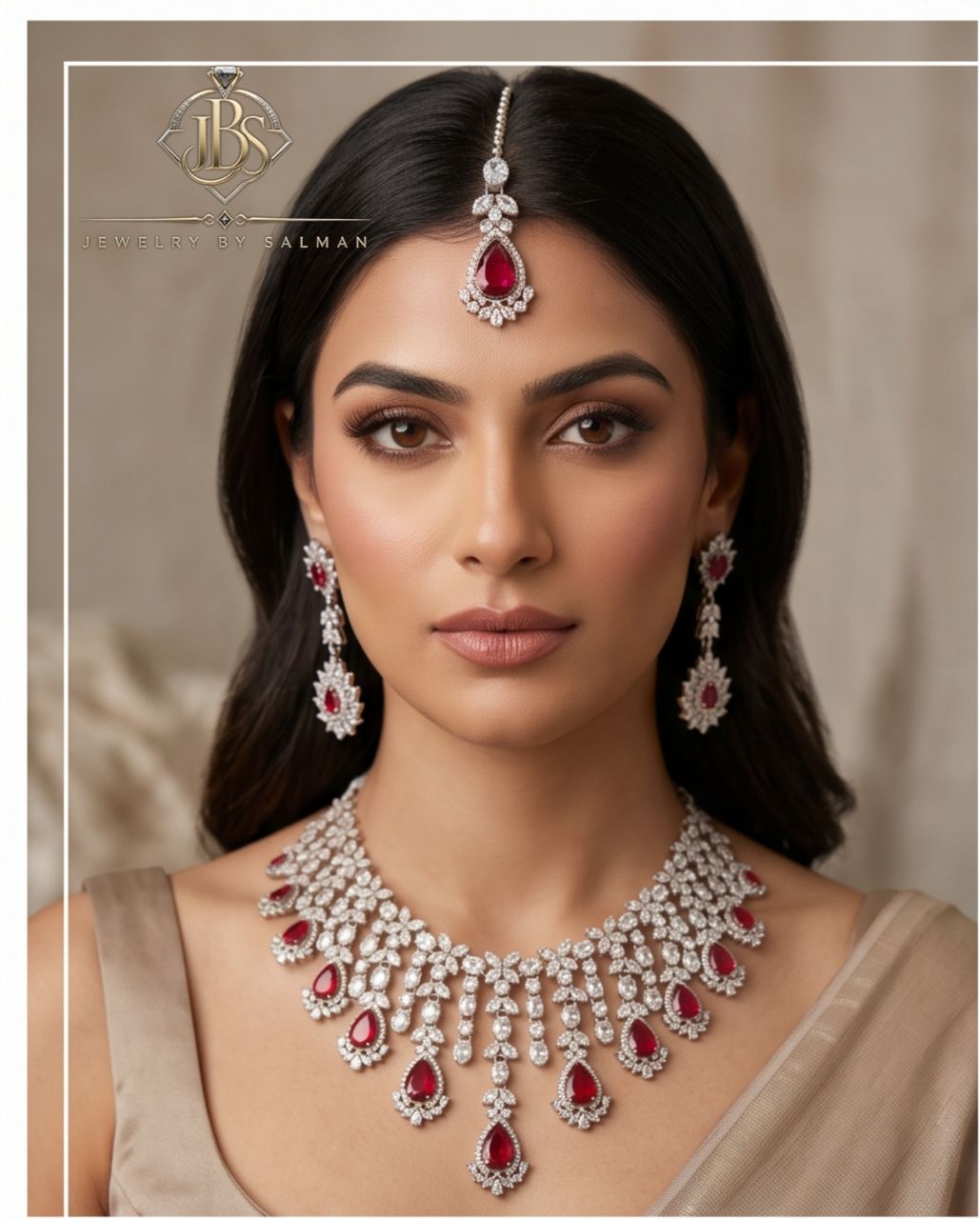 Ruby Red Statement Necklace Set