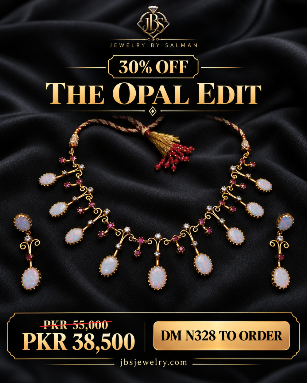 Designer Opal & Ruby-Inspired Necklace Set | JBS Jewelry