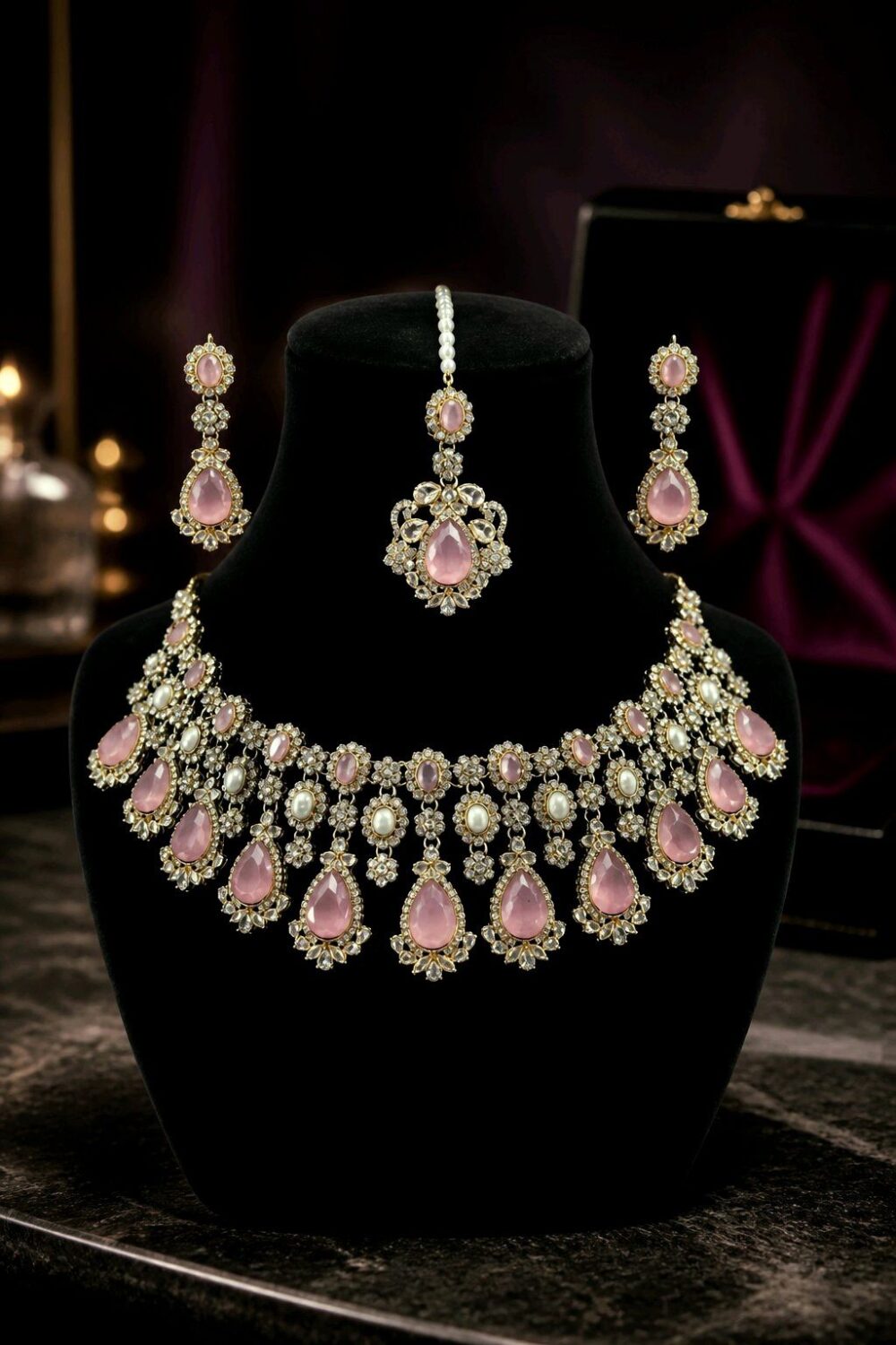 wp-17893253343005860311492289732755 Blush Pink Teardrop Pearl Necklace Set | JBS Jewelry