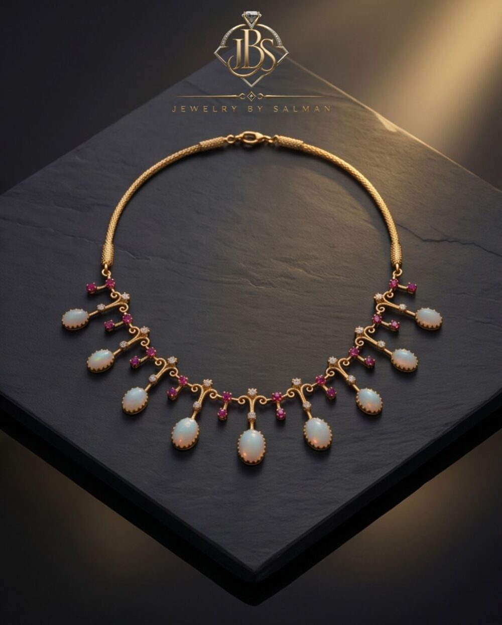 Designer Opal & Ruby-Inspired Necklace Set | JBS Jewelry