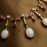 Designer Opal & Ruby-Inspired Necklace Set | JBS Jewelry