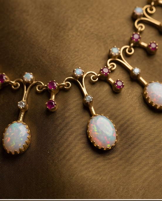 Designer Opal & Ruby-Inspired Necklace Set | JBS Jewelry
