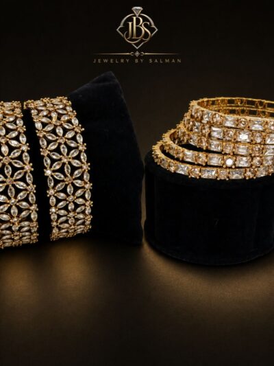 Gold-Tone Zircon Bridal Bangles Set