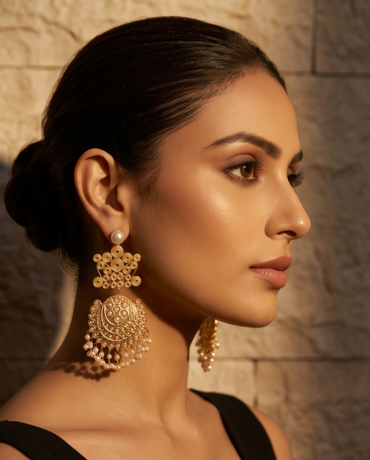 wp-17899810409818344246423015817775 Gold-Tone Kundan Pearl Statement Earrings | JBS Jewelry