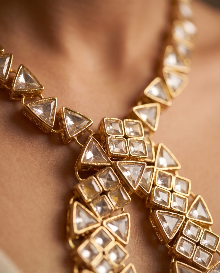 Designer Mala Set with Champagne Zircon Work | JBS Jewelry