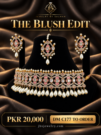 Designer Meenakari Choker Set with Pearl Drops | JBS Jewelry