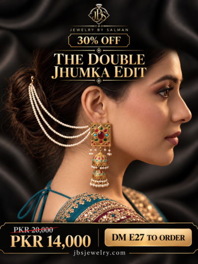 Kundan Navratan Double Jhumka Earrings