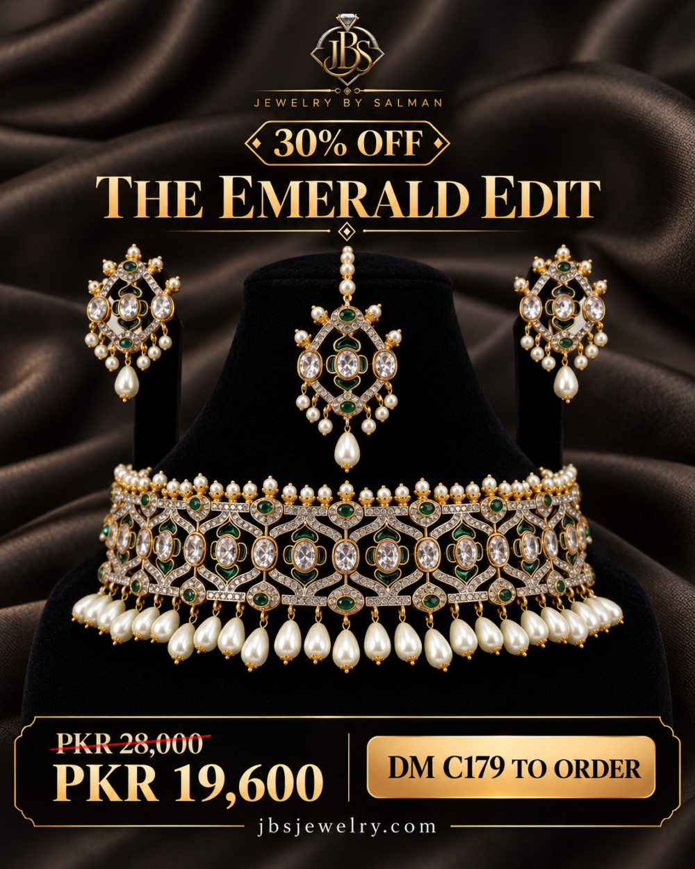 Designer Meenakari Choker Set with Pearl Drops | JBS Jewelry