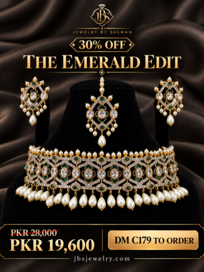 Designer Meenakari Choker Set with Pearl Drops