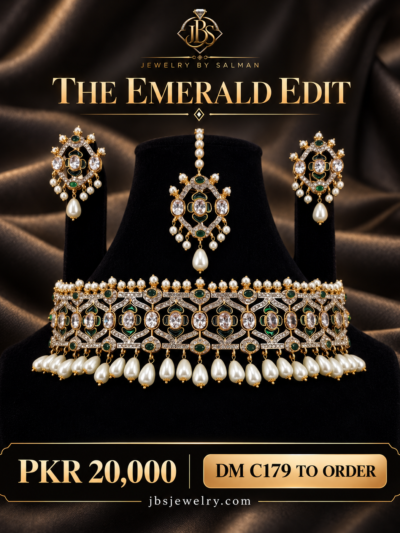 Designer Meenakari Choker Set with Pearl Drops