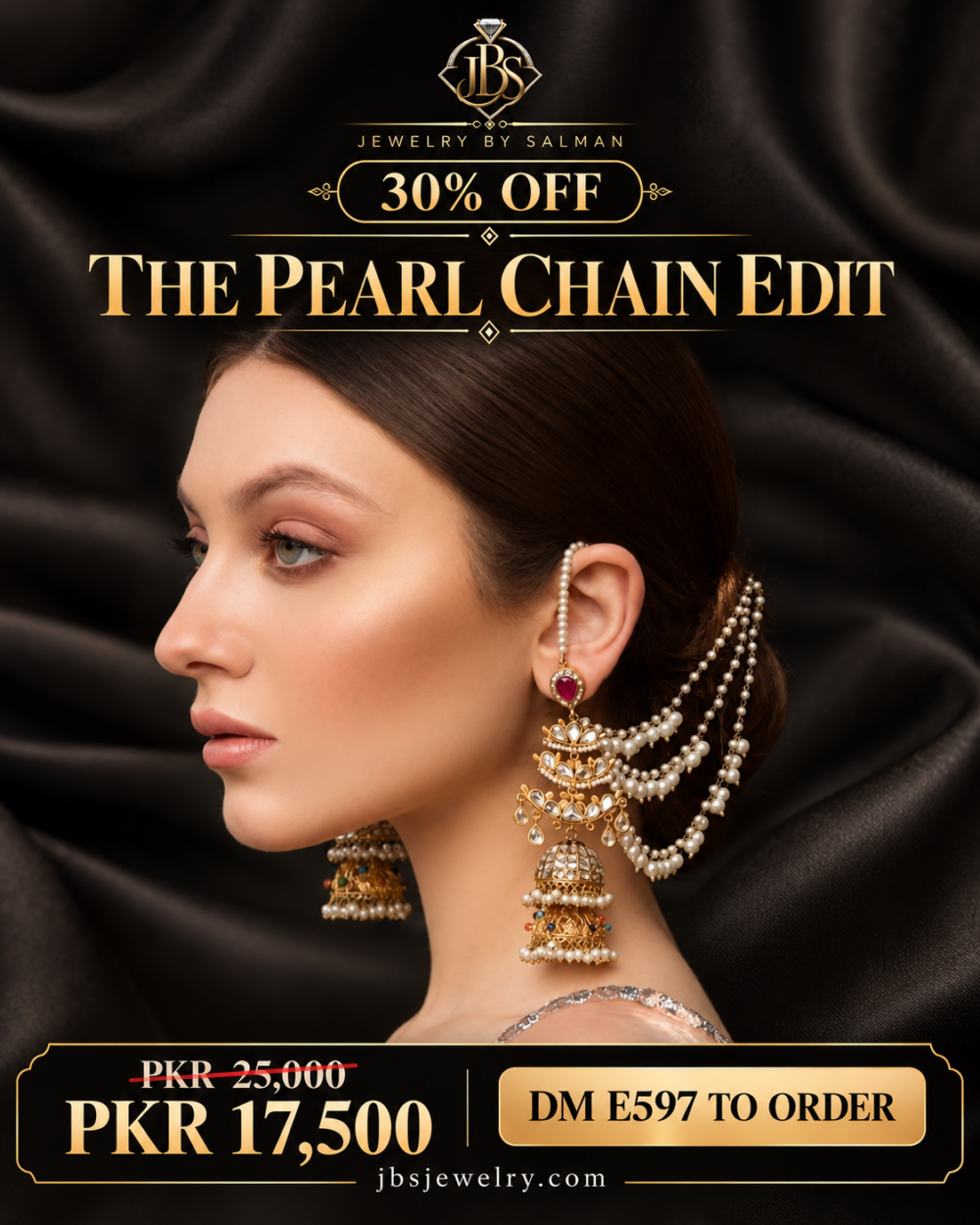 Pearl Chain Designer Jhumka Earrings | JBS Jewelry - 30% OFF