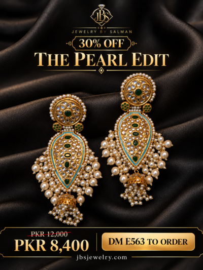 Pearl Kundan Teardrop Jhumka Earrings | JBS Jewelry - 30% OFF