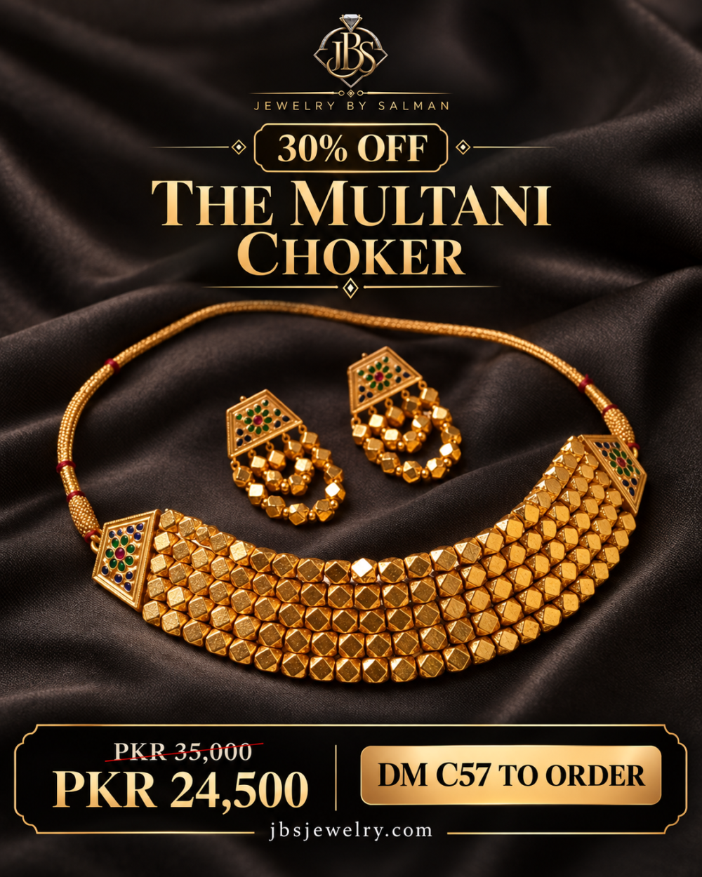 Traditional Gold-Plated Multani work Choker Set - JBS Jewelry 30% OFF sale poster