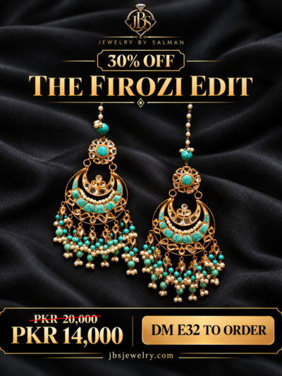 Firozi Kundan Baliyan with Pearl Detailing - JBS Jewelry 30% OFF sale poster