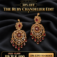 Ruby-Tone Kundan Chandelier Earrings with Bead Drops - JBS Jewelry 30% OFF sale poster