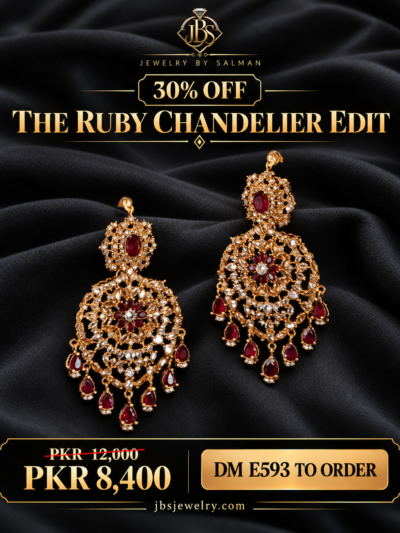 Ruby-Tone Kundan Chandelier Earrings with Bead Drops - JBS Jewelry 30% OFF sale poster