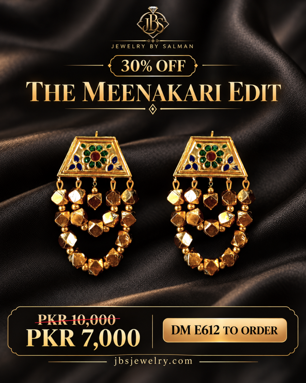 JBS E612 30 Percent Off Sale Poster Meenakari Geometric Drop Earrings - JBS Jewelry 30% OFF sale poster
