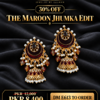 Maroon Chandbali Jhumka Earrings - JBS Jewelry 30% OFF sale poster
