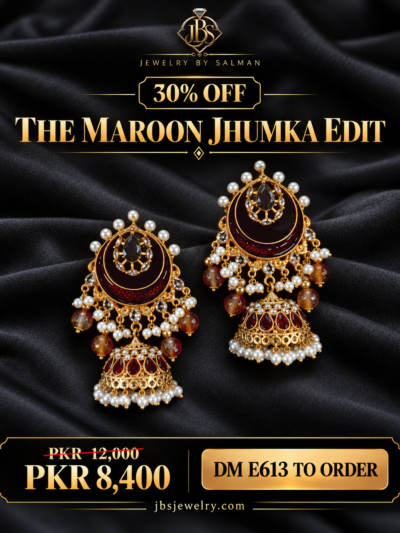Maroon Chandbali Jhumka Earrings - JBS Jewelry 30% OFF sale poster